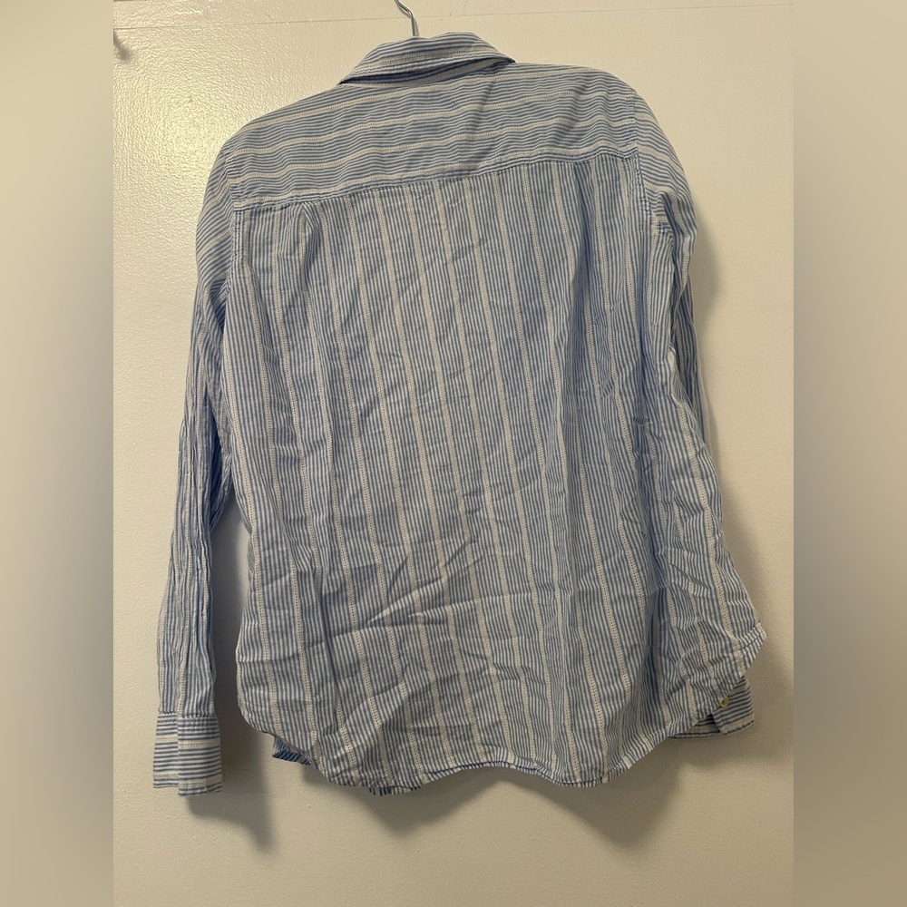 Women's Gap Long Sleeve Button Up Shirt stripped blue & white - Picture 3 of 3